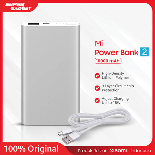 Xiaomi Powerbank 2 10000 mAh 18 Watt Micro USB JABODETABEK - Original
