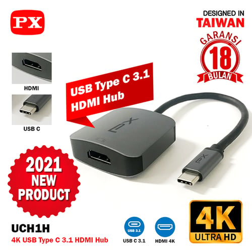 Hub Type C 3.1 Macbook Ipad Smartphone To HDMI Converter Adapter 4K UHD PX UCH1H