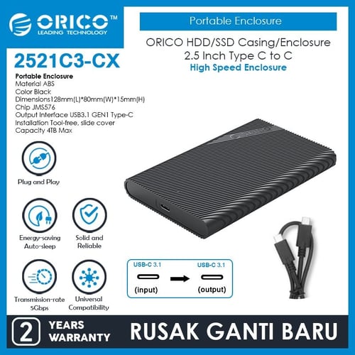 ORICO HDD/SSD Casing/Enclosure 2.5 Inch Type A to C - 2521C3
