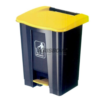Tempat Sampah Dust Bin Grey 45L Pedal & Yellow Cover Krisbow KW1801304
