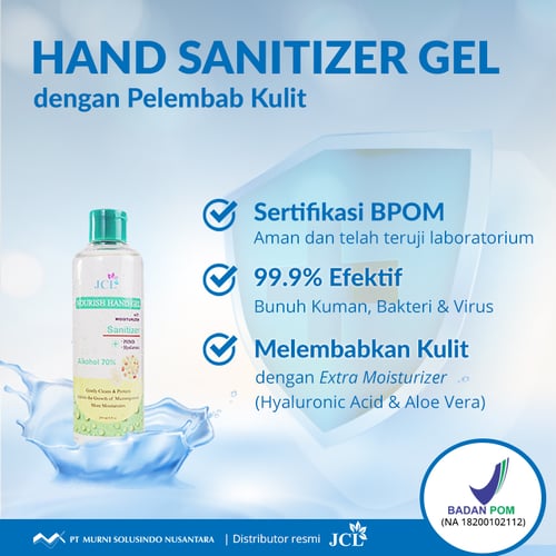 JCL Hand Sanitizer Gel 250ml  (70 Persen Alkohol & Extra Moisturizer)