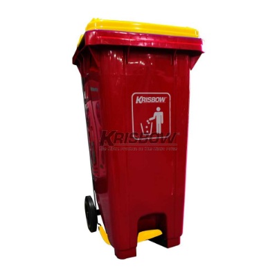 Tempat Sampah Dust Bin Red 240L Pedal & Yellow Lid Krisbow KW1801274