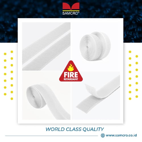 Velcro Tape Samcro - Fire Retardant/Anti Api - Warna Putih - 10mm