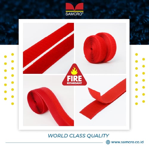 Velcro Tape Samcro - Fire Retardant/Anti Api - Warna Merah - 10mm