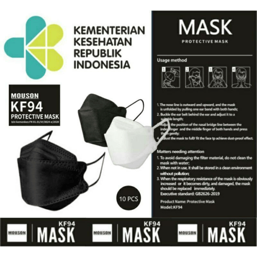 Masker KF94 HEADLOOP Korea Version Masker KF94 Murah ISI SATUAN (1 PCS) HIJAB HITAM