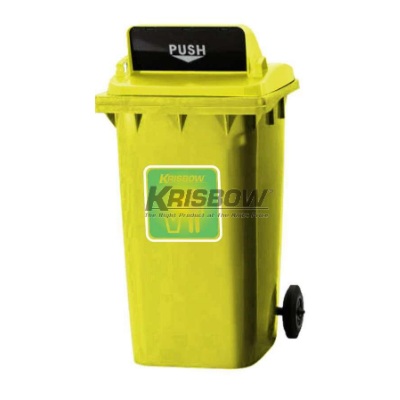Tempat Sampah Dust Bin Yellow 120L Push Cover Yellow Lid Krisbow 10200492