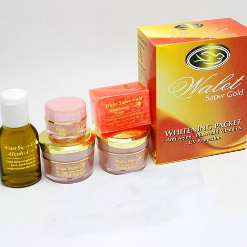 Paket Cream Walet Super Gold Premium Ori 5In1/ Krim Wallet Gold pencerah/pemutih wajah