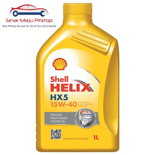 SHELL Helix HX5 Pelumas Oli Mobil Bensin 1L 15W-40 API SN