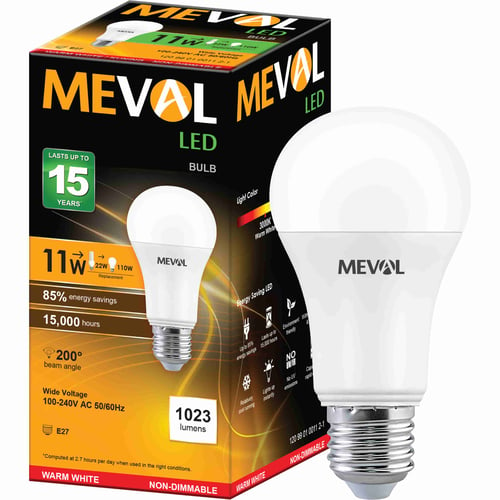 Meval LED Bulb 11W - Kuning