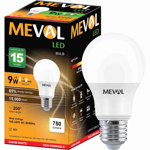 Meval LED Bulb 9W - Kuning