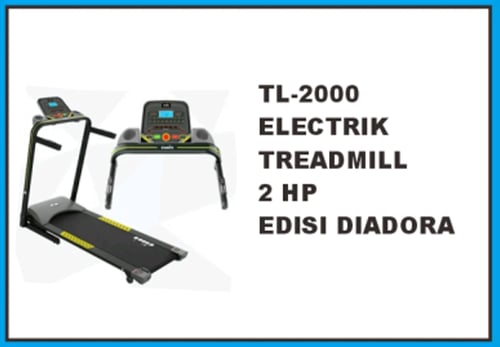 Electric Treadmill 2 HP Edisi Diadora TL-2000