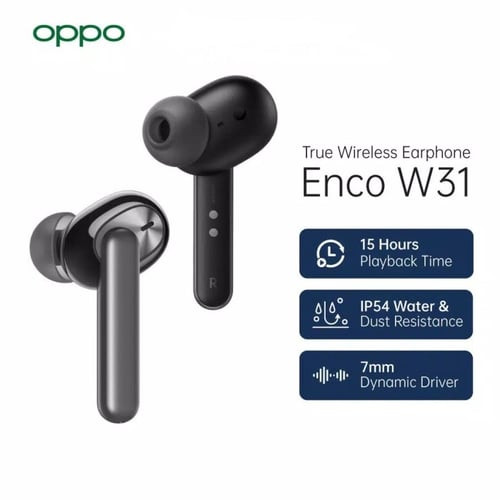 OPPO Enco W31 Earphone Bluetooth - Garansi Resmi Black