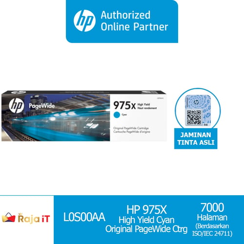 HP 975X High Yield Cyan Original PageWide Cartridge (L0S00AA)