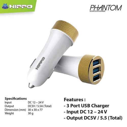 HIPPO Car Charger Mobil Phantom 3 Output 5.5A Simple Pack