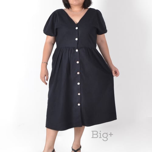 Big Plus Apparel Foxy Jumbo Dress Pesta Korean Style - Linen Black