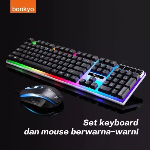 Bonkyo Paket Gaming Keyboard dan Mouse RGB