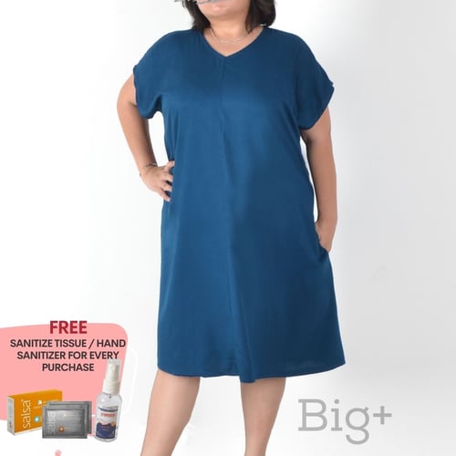 Big Plus Apparel Long Dress Panjang Lovita Jumbo Biru Tosca (DRES134)