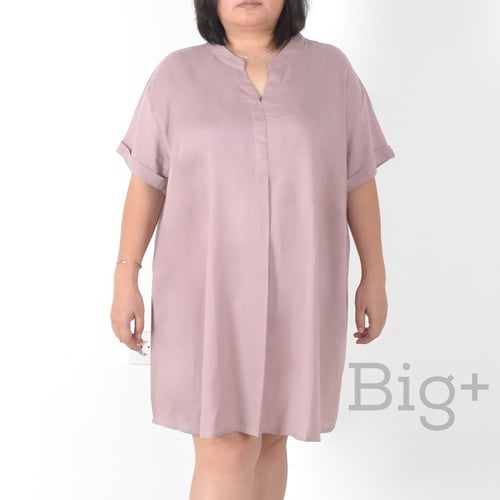 Big Plus Apparel Millie Jumbo LD140 Big Size Midi Dress Pink (DRES140)