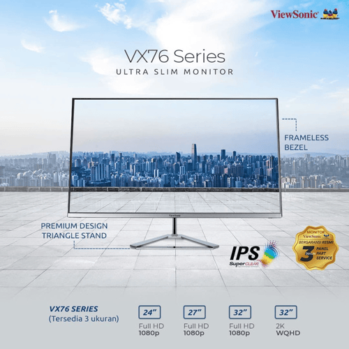 Monitor LED 32 ViewSonic VX3276 2K MHD IPS Frameless HDMI DP