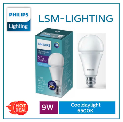 Philips Rechargeable LedBulb 9W 6500K Putih - lampu emergency