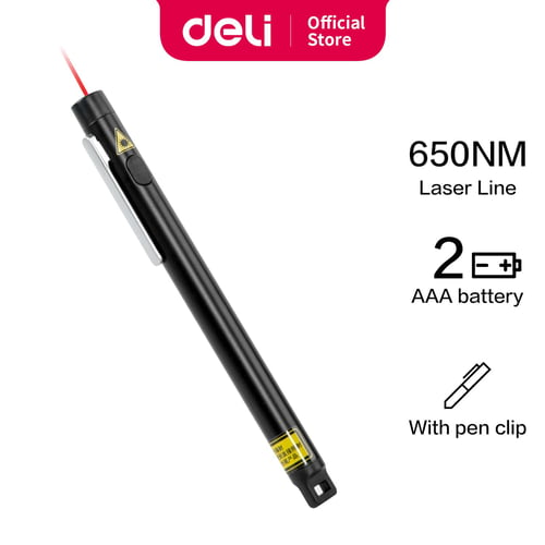 Deli Laser Pointer Wireless Pen Laser Presentasi Sinar Merah Jarak 30 M Bisa Diatur Dengan Klip 3933