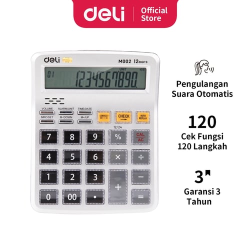 Deli  Voice Calculator Kalkulator 12 Digit dengan Suara Bahasa Indonesia Garansi 3 Tahun EM00210