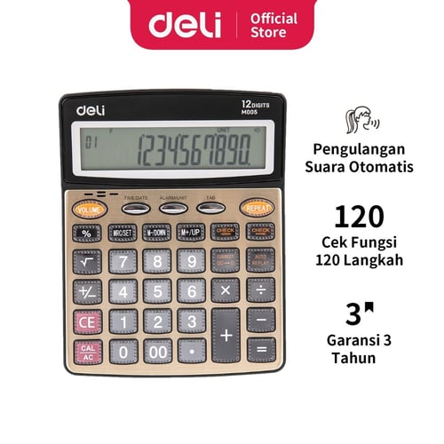 Deli  Voice Calculator Kalkulator 12 Digit dengan Suara Bahasa Indonesia Garansi 3 Tahun EM00550