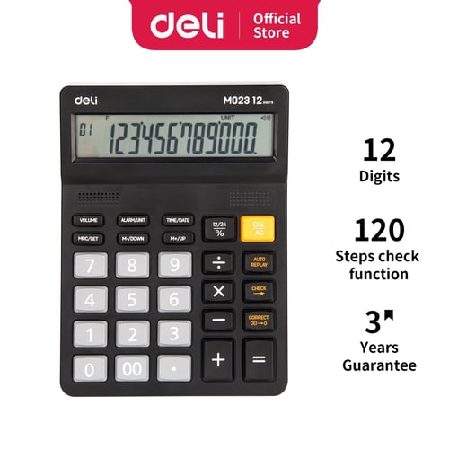 Deli  Voice Calculator Kalkulator 12 Digit dengan Suara Bahasa Indonesia Garansi 3 Tahun EM02320