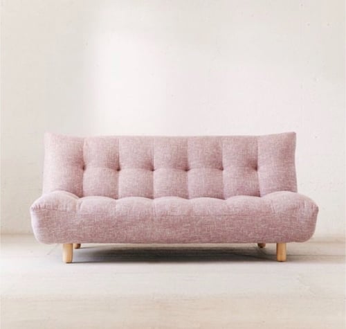 Sofa Bed Baby Pink Kaki Kayu