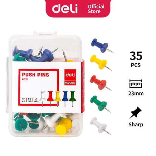 Deli Pin-Warna Push Pins/ Kebutuhan Kantor / 23mm E0021