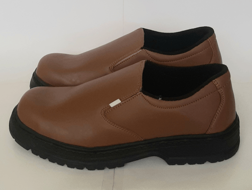 Sepatu Safety Slip On / Selop Coklat Muda