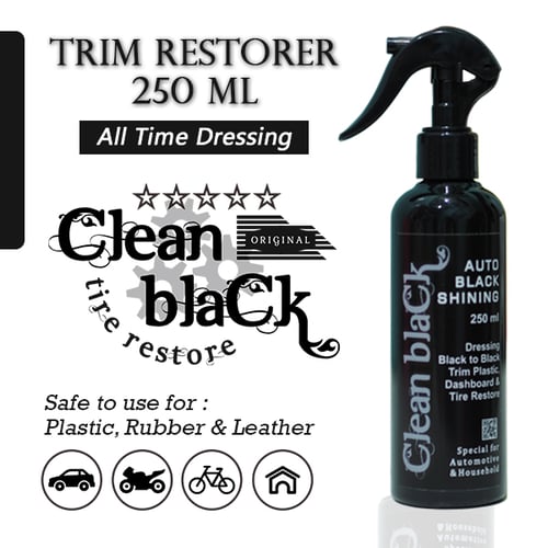 Trim Restorer Clean Black - Penghitam Plastik Dashboard - Cairan Pengkilap Ban 250 ml