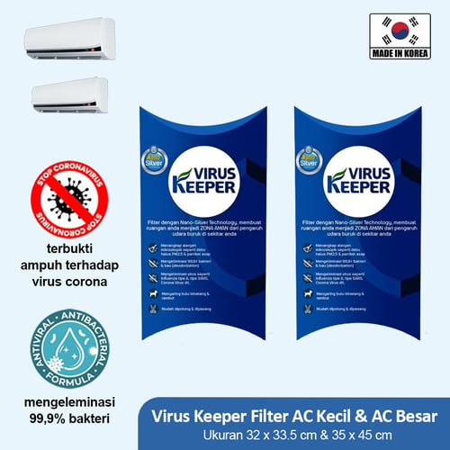 Virus Keeper Bundel Filter AC Kecil & AC Besar - Filter Udara Made in Korea Air Purifier (32x33.5cm - 35x45cm)