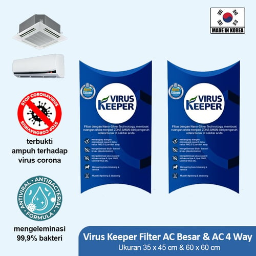 Virus Keeper Bundel Filter AC Besar & AC 4Way- Filter Udara Made in Korea Air Purifier (35x45cm + 60x60 cm)