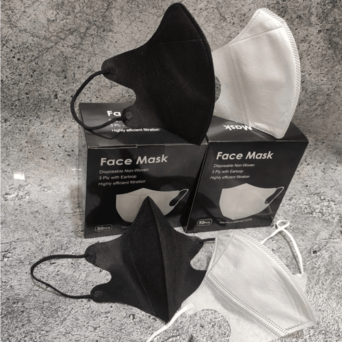 Face Mask Masker Duckbill Garis Impor Disposable 3Ply Earloop Facemask Putih isi 50 pcs