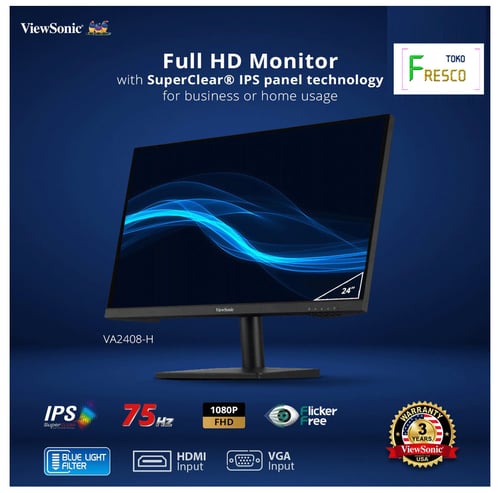 Monitor LED 24 ViewSonic VA2408-H 75Hz IPS 103 sRGB Adaptive Sync