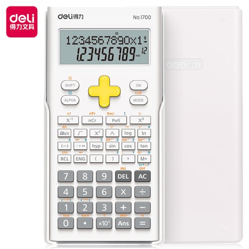 Deli Scientific Calculator / Kalkulator Ilmiah 12 Digit 240 Fungsi Layar LCD 1700 White