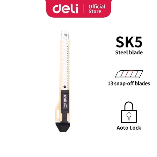 Deli Cutter dengan pisau baja SK2 memudahkan untuk memotong dengan sistem kunci otomatis CD10150