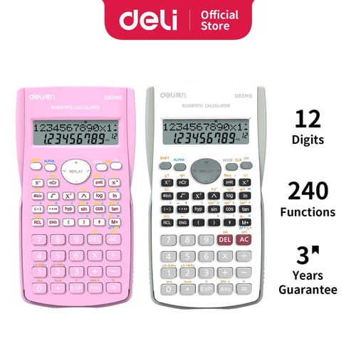 Deli ED82MS White Scientific Calculator Kalkulator Scientific 240 Function untuk sekolah dan kantor