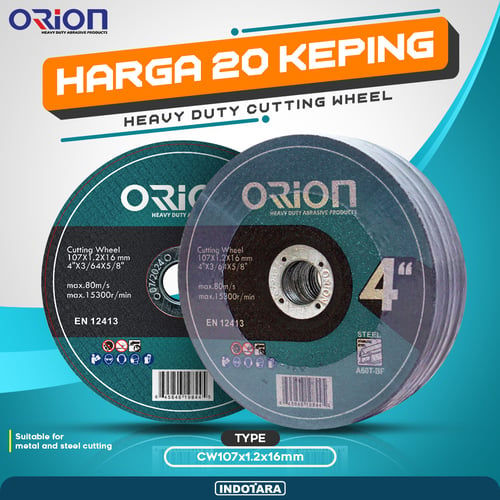 (20 Pcs) Mata Gerinda Potong 4 Inch Cutting Wheel Orion - CW107x1.2x16mm