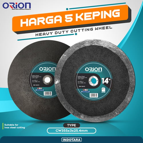 (5 Pcs) Mata Gerinda Potong  14 Inch Cutting Wheel Orion - CW355x3x25.4mm