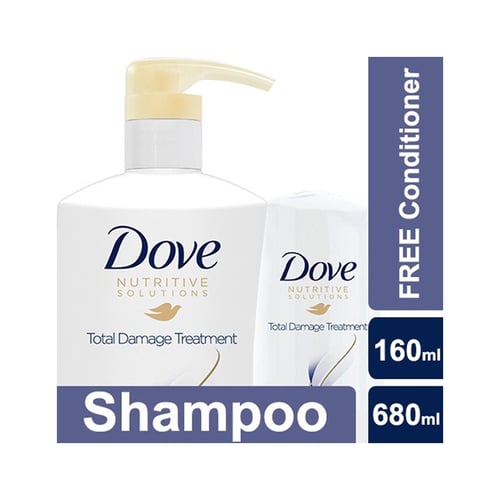 DOVE Total Damage Treatment Shampoo 680ml Free Conditioner