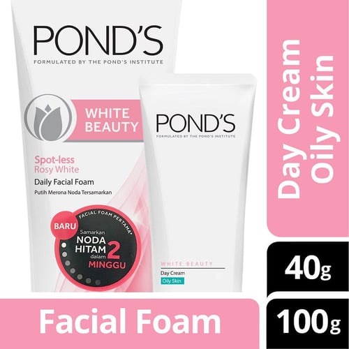 PONDS White Beauty Facial Foam 100gr Free Day Cream 40gr