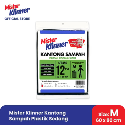 Mister Klinner Kantong Sampah Plastik Daur Ulang Tebal Tidak Berbau - Sedang 12 pcs 60 x 80 cm