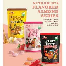 Nuts Holic Almond (Strawberry, Honey Butter, Hot Spicy Chicken) (1 Dus 8 Bungkus 155.000 x 10)