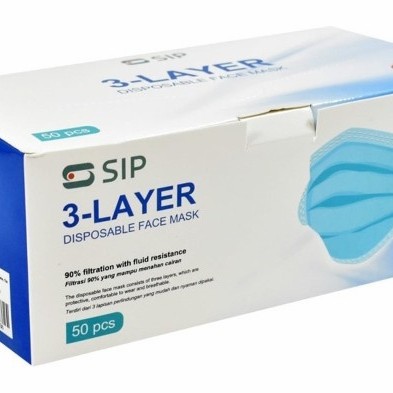 Masker Anti Virus Steril 3 Lapis 50 Pcs Disposable S SIP 10413036