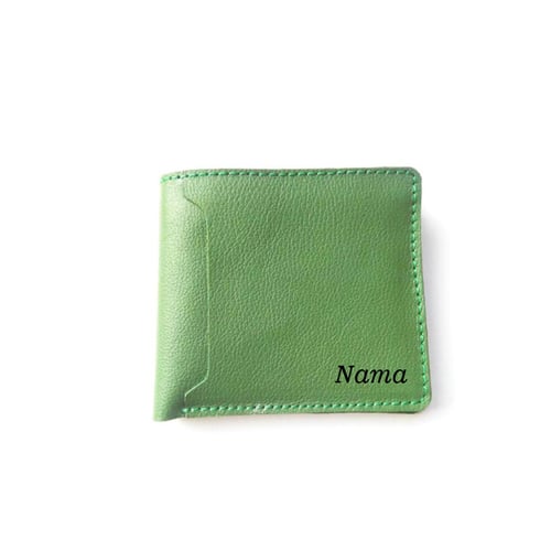 dompet pria kulit asli sapi handmade warna hijau plus nama- dompet kulit asli pria