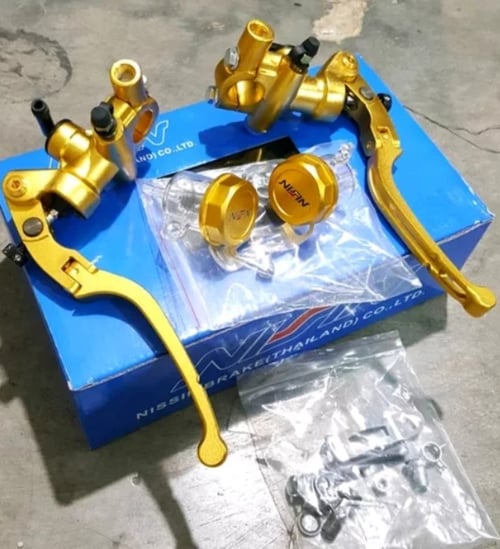 master rem tabung nissin set kanan kiri warna GOLD buat nmax n-max PCX aerox dll