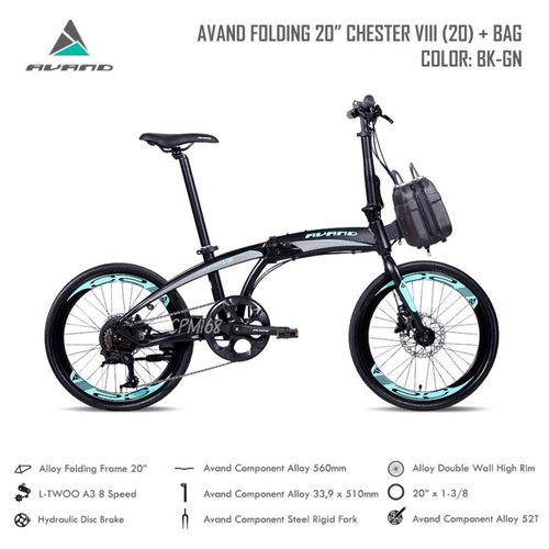 Sepeda Lipat AVAND CHESTER VIII 8 SP ALLOY HYDRAULIC 20 Inch BY UNITED