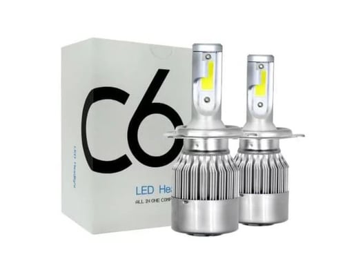 Head Lamp Led 2 Pcs C6 Socket H4 36W COB Chips Hi Low Beam Putih 12V 24V Mobil Motor Universal PNP Headlamp Lights